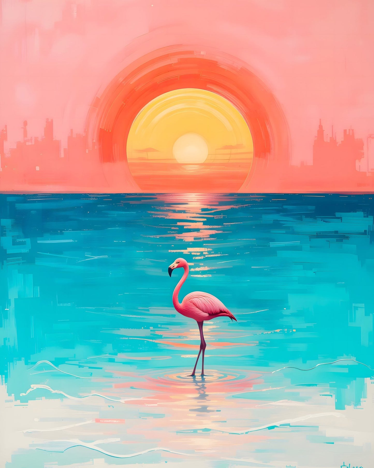 A Flamingo's Reflection