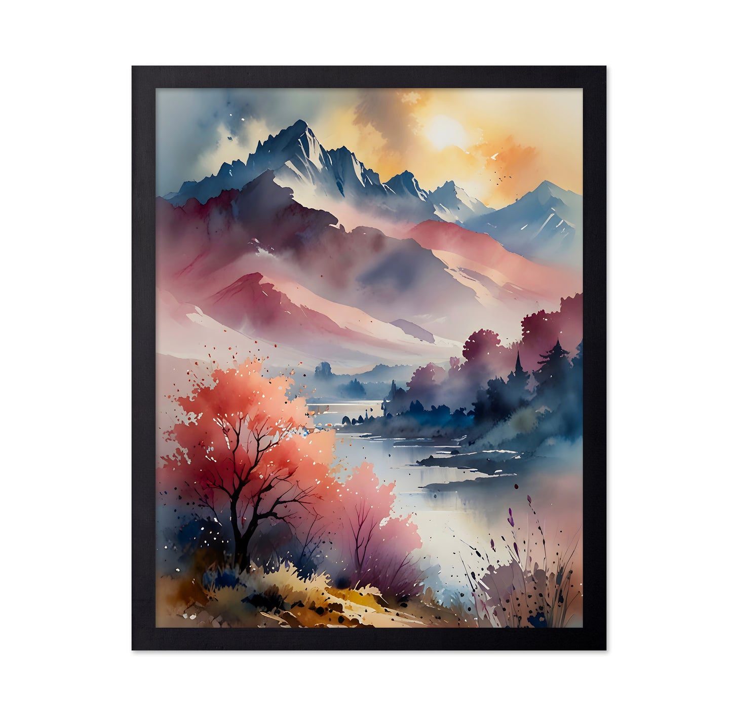 Pastel Peaks and Calm Waters