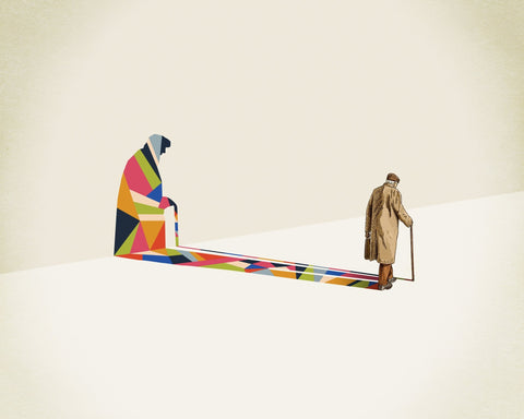 Walking Shadow Old Man