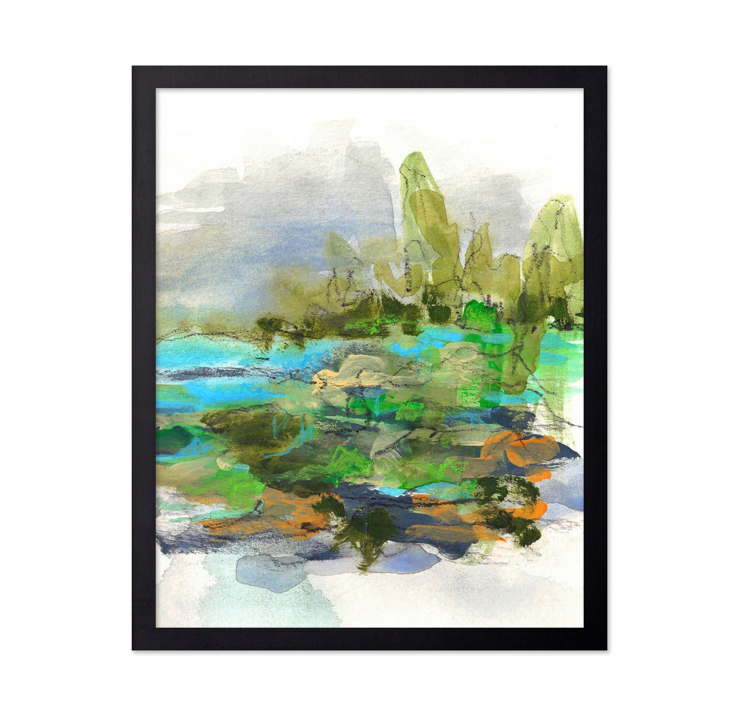 Abstract Pond Landscape Green