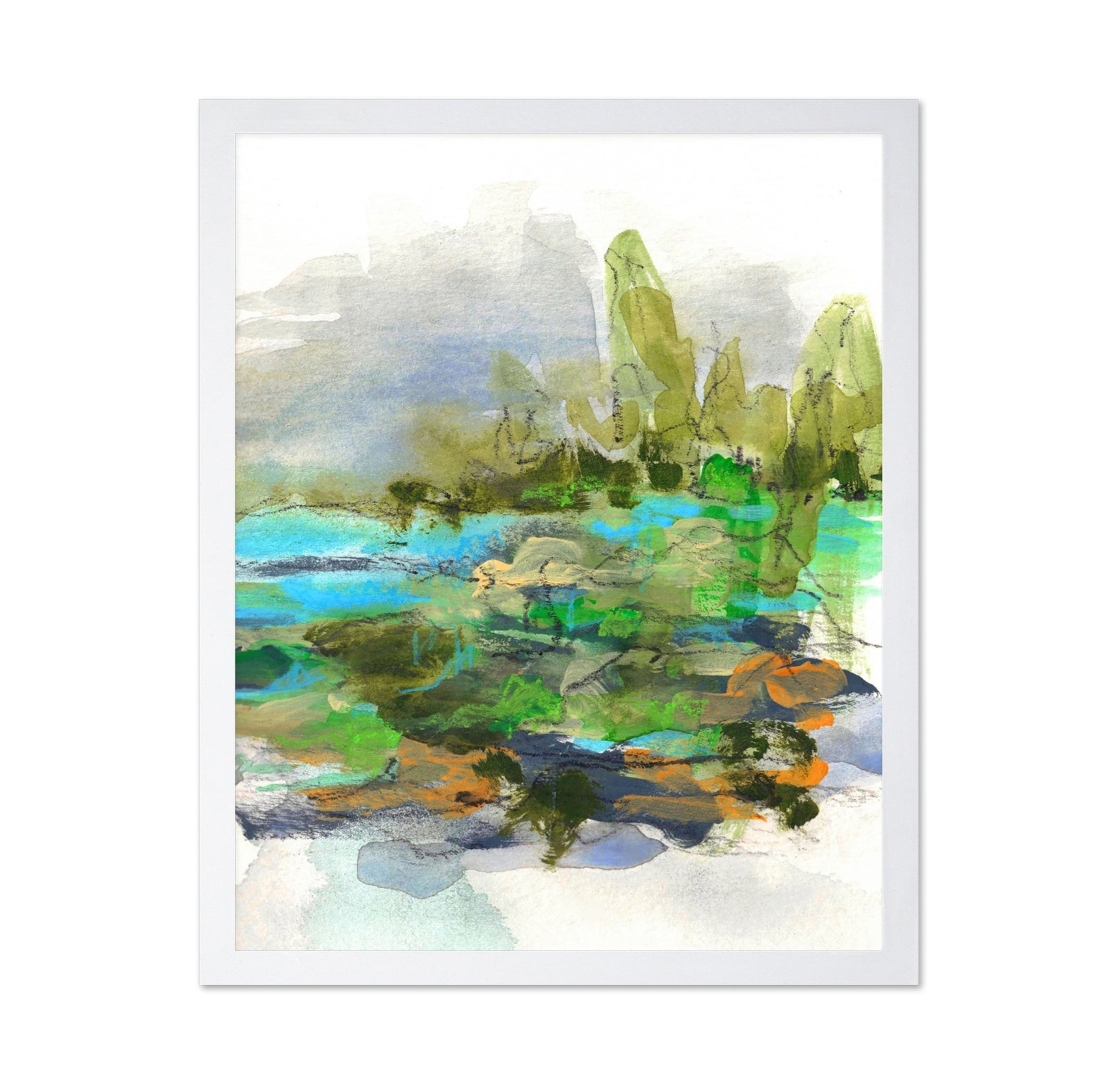 Abstract Pond Landscape Green