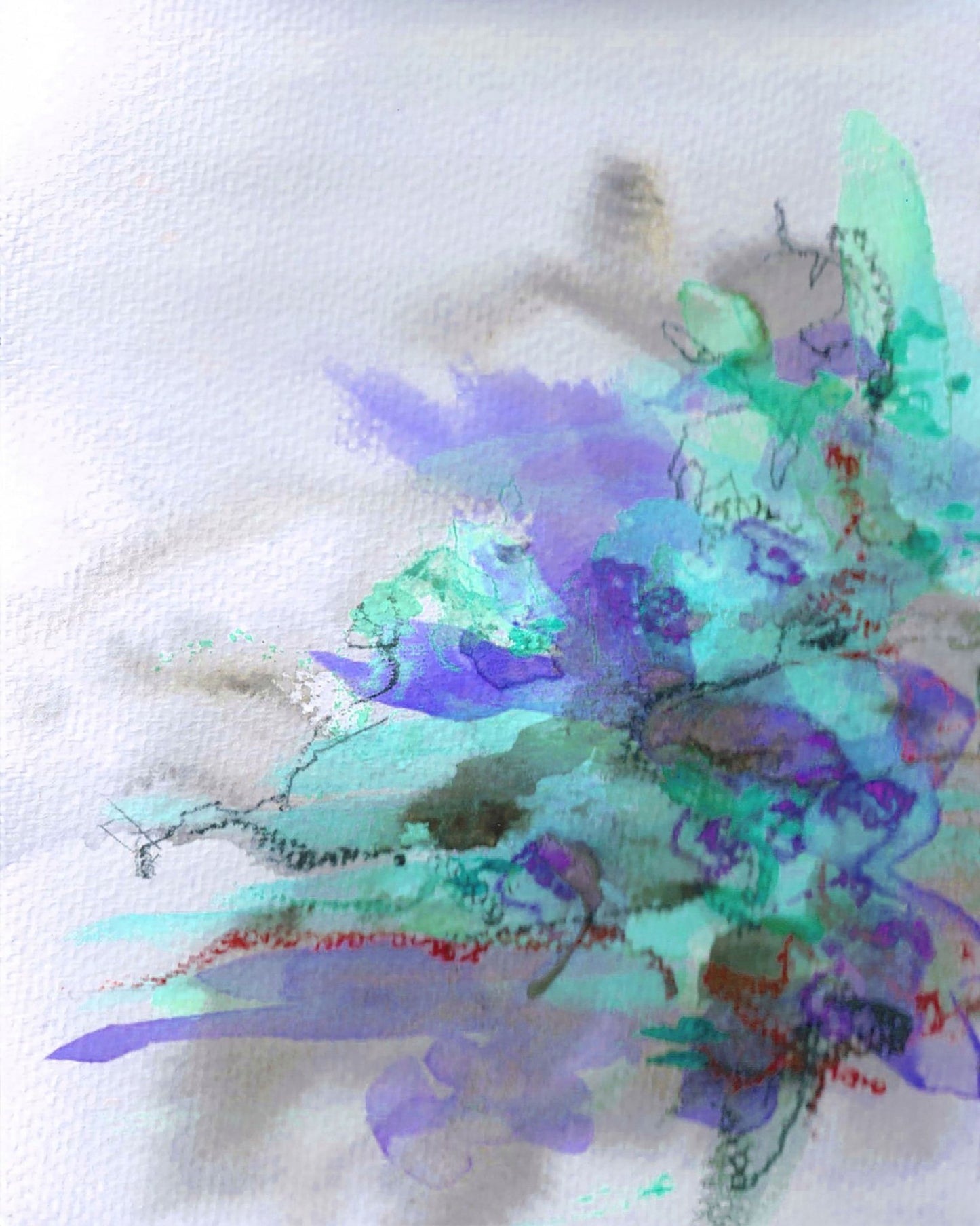 Floral Tree Branch Aqua