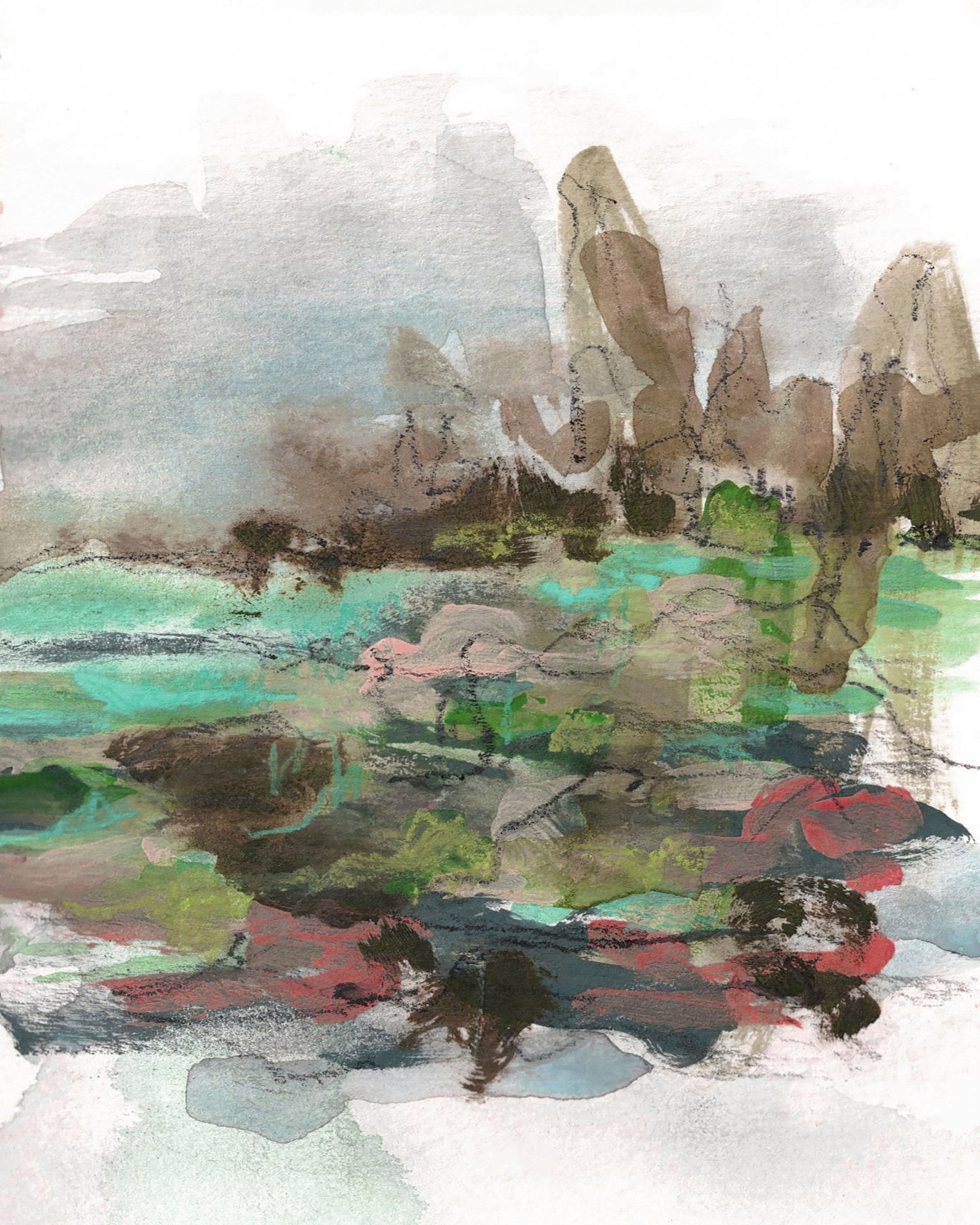 Abstract Pond Landscape Mocha