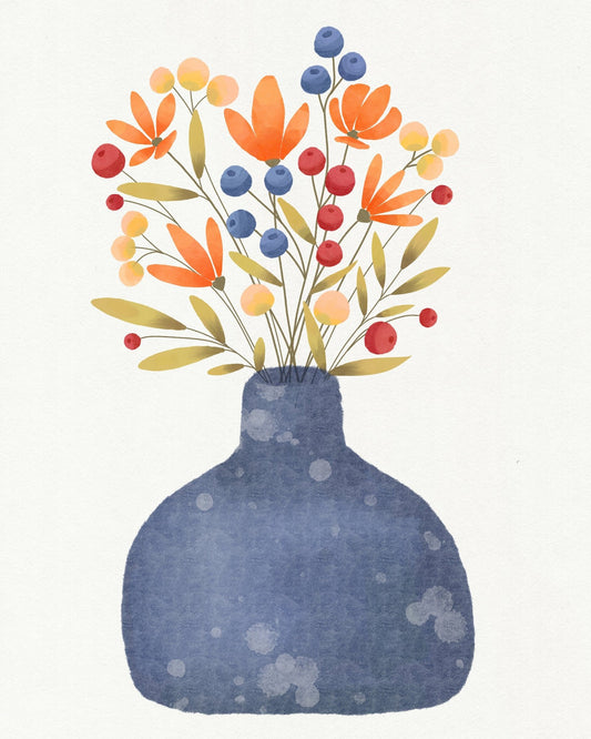 Petals in Blue Vase