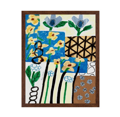 Yellow and Blue Abstract Floral Collage