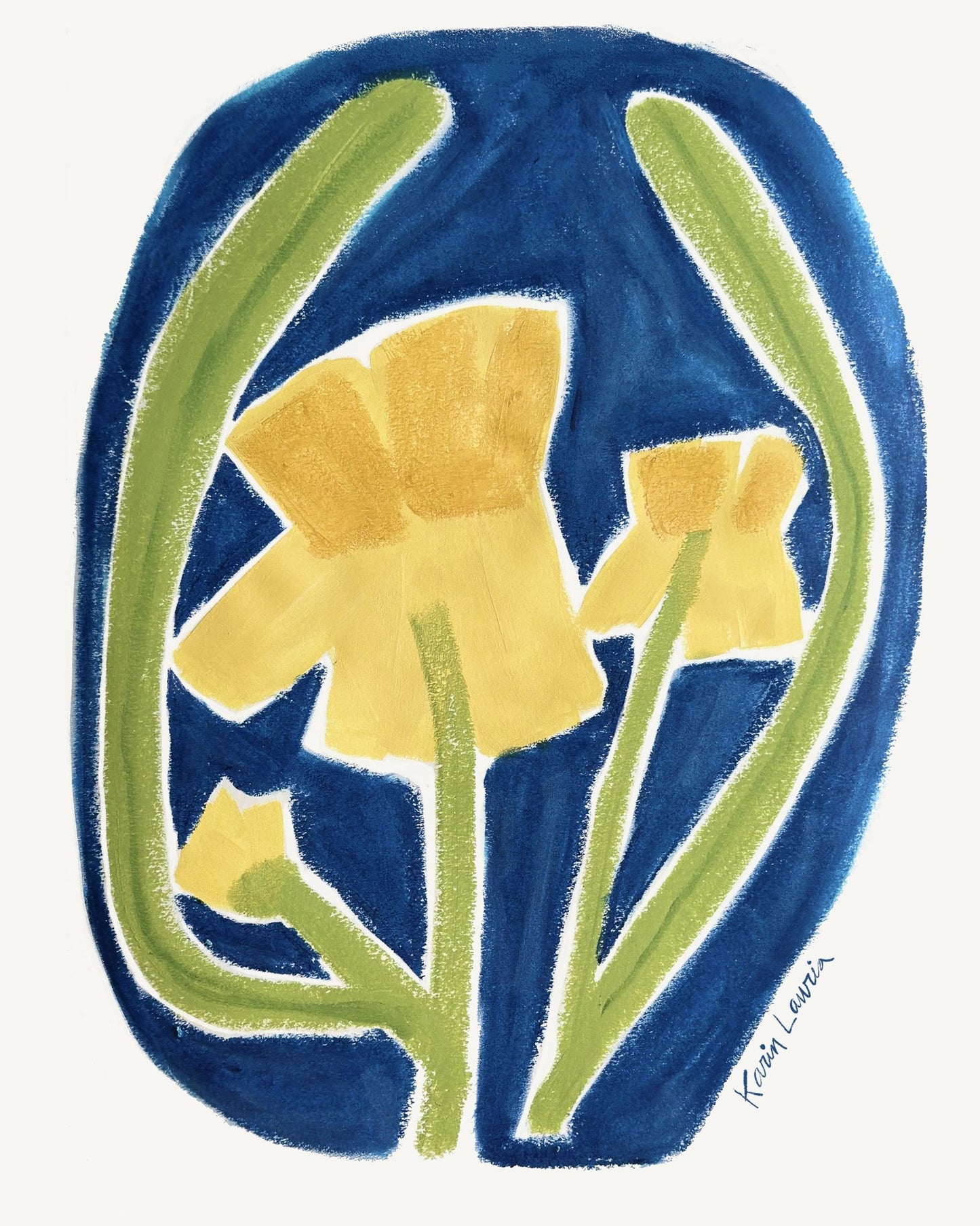 Simple Yellow Floral on Blue