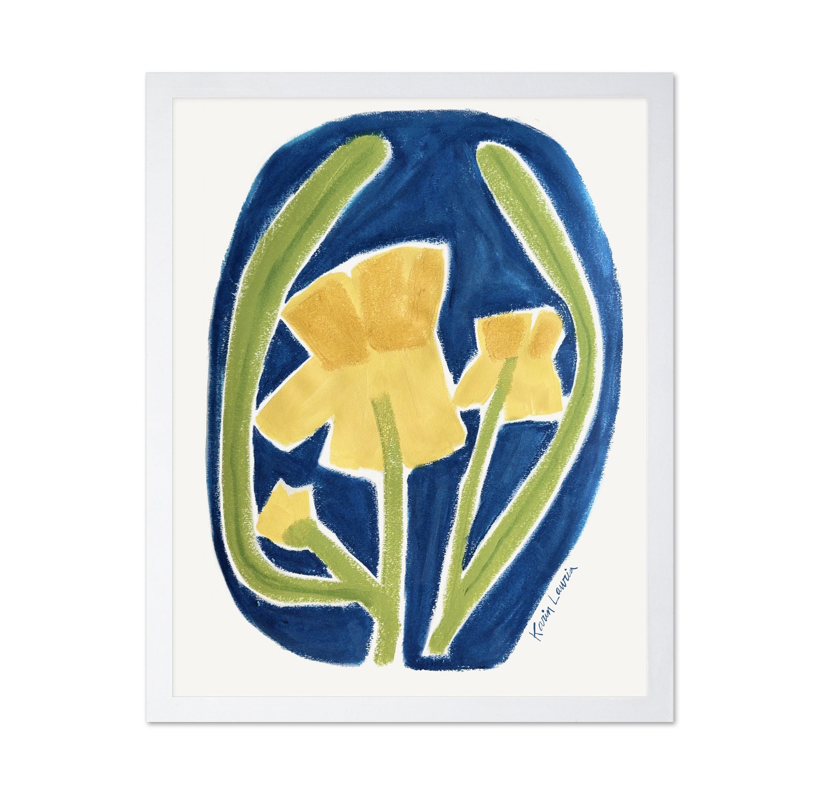 Simple Yellow Floral on Blue