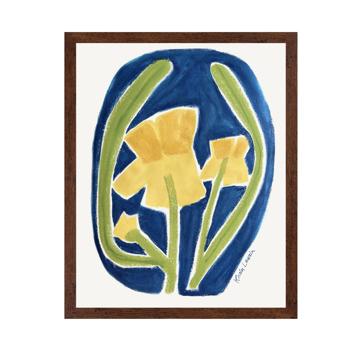 Simple Yellow Floral on Blue