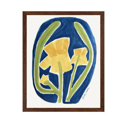 Simple Yellow Floral on Blue