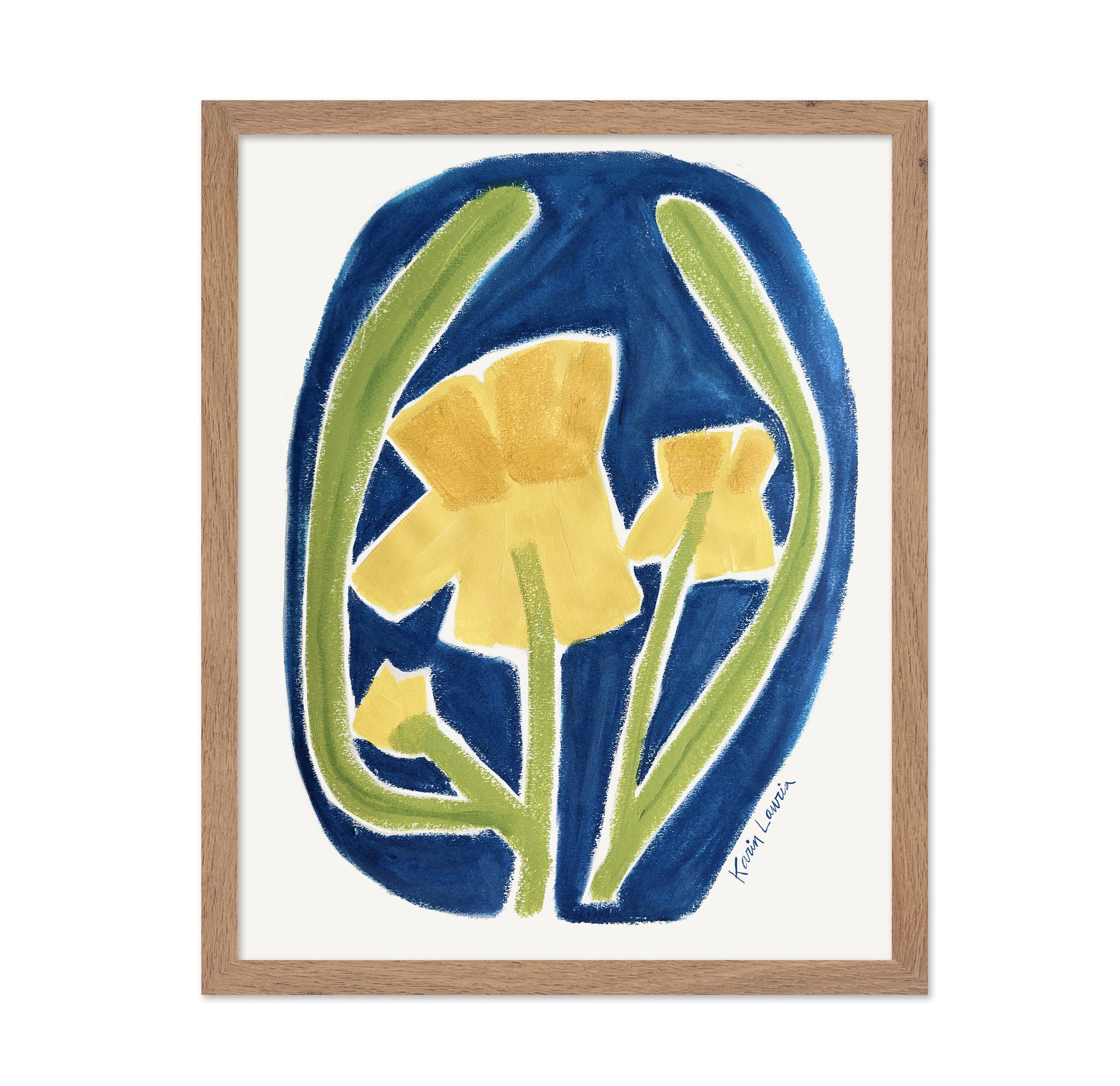 Simple Yellow Floral on Blue