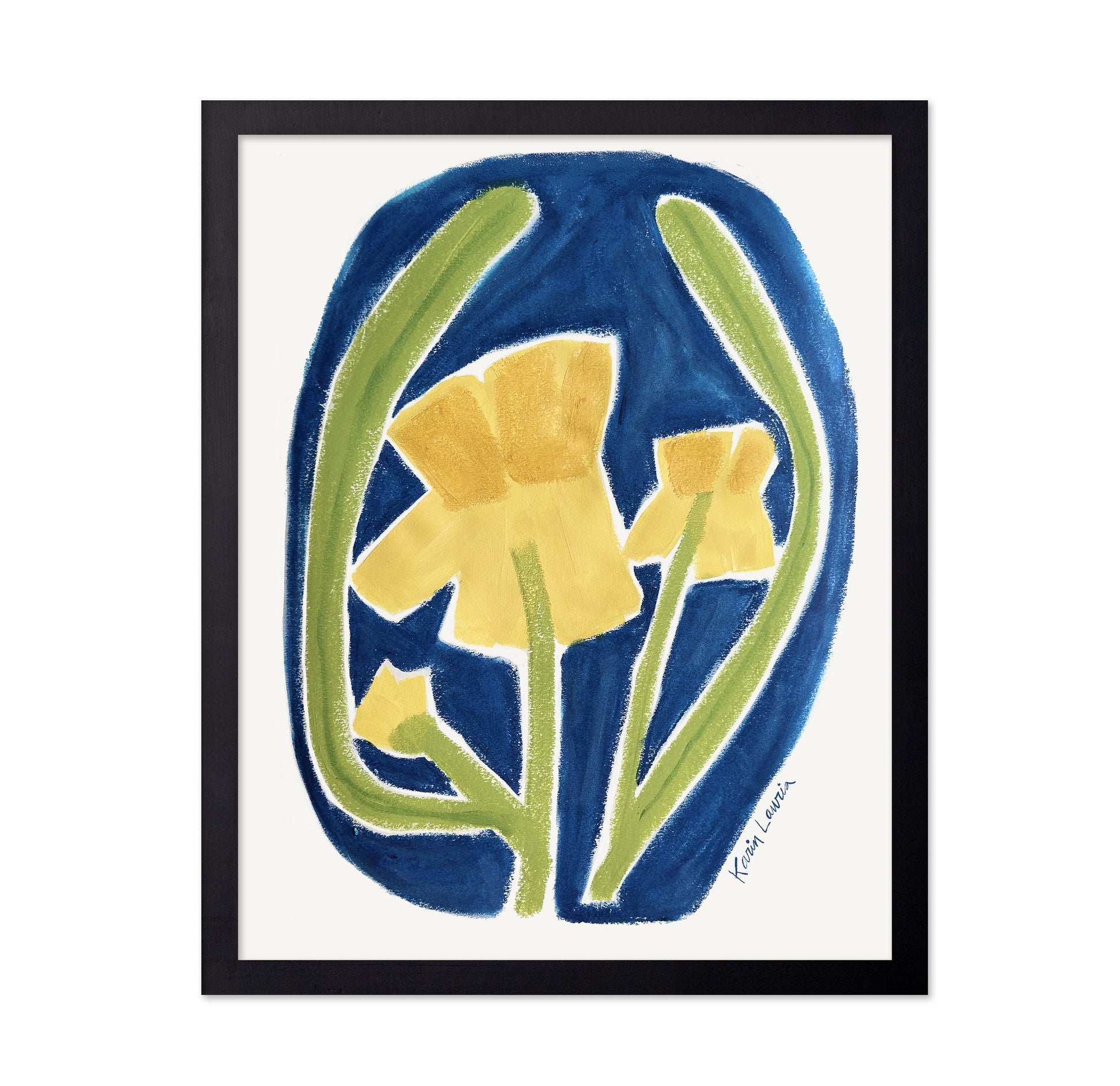 Simple Yellow Floral on Blue