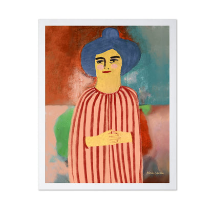 Woman In Red Striped Cape