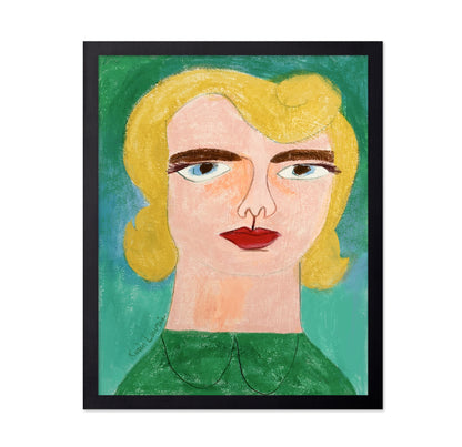 Blonde Woman in Green