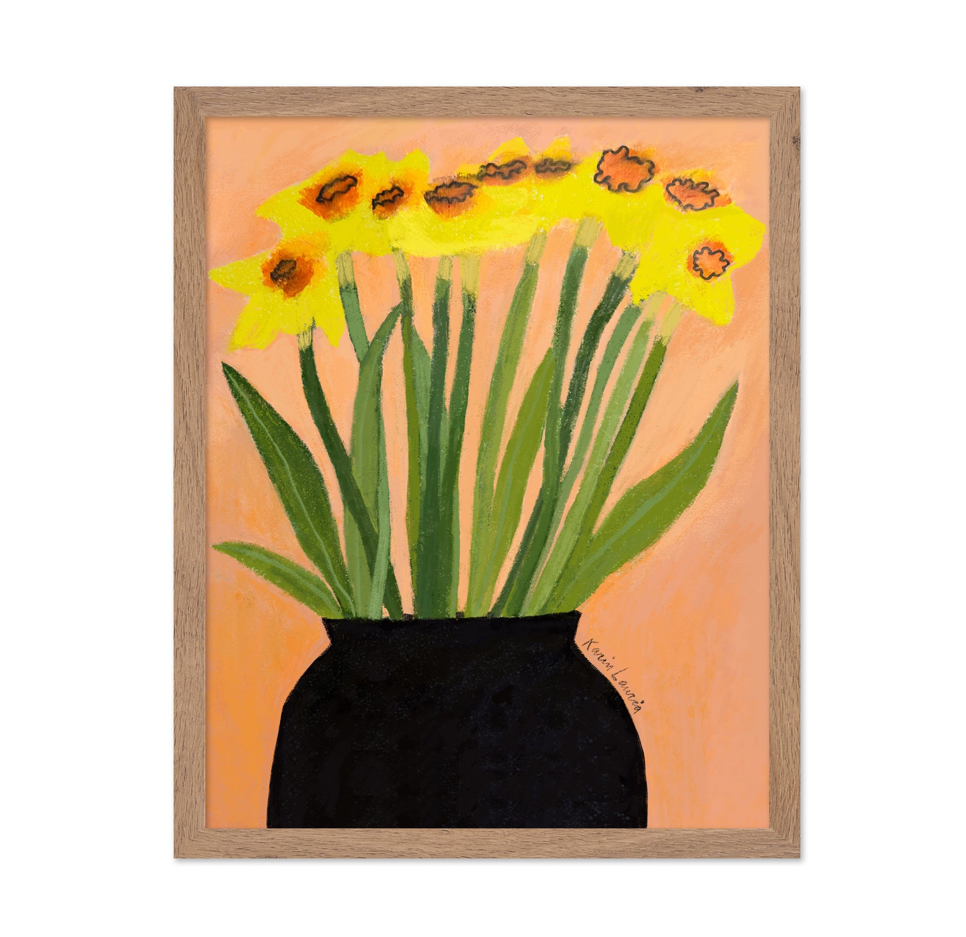 Daffodils In Black Vase