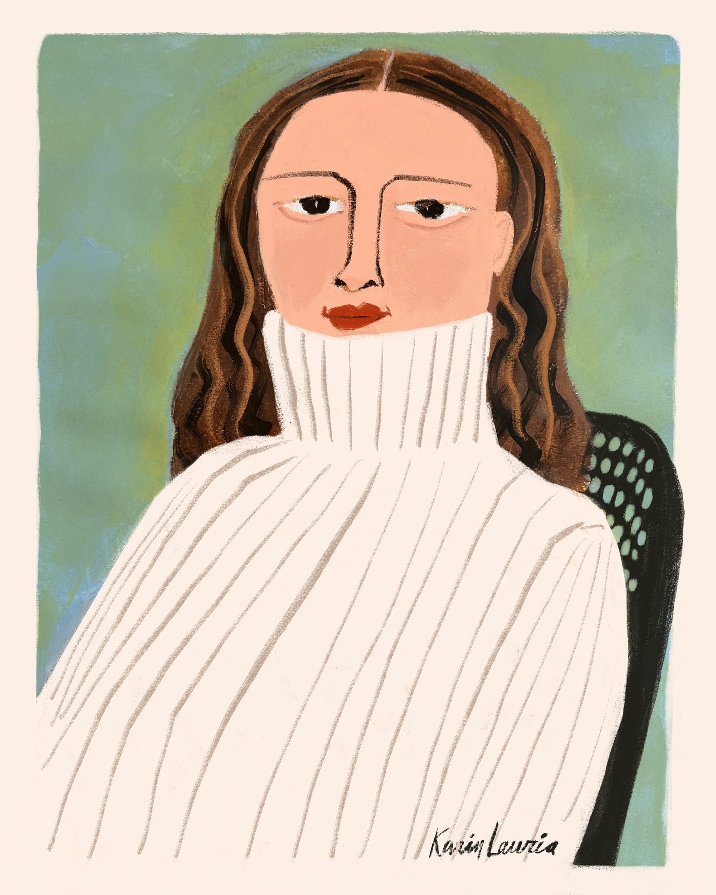 Woman in Fisherman Sweater Portrait