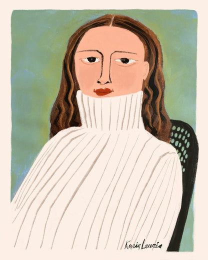 Woman in Fisherman Sweater Portrait