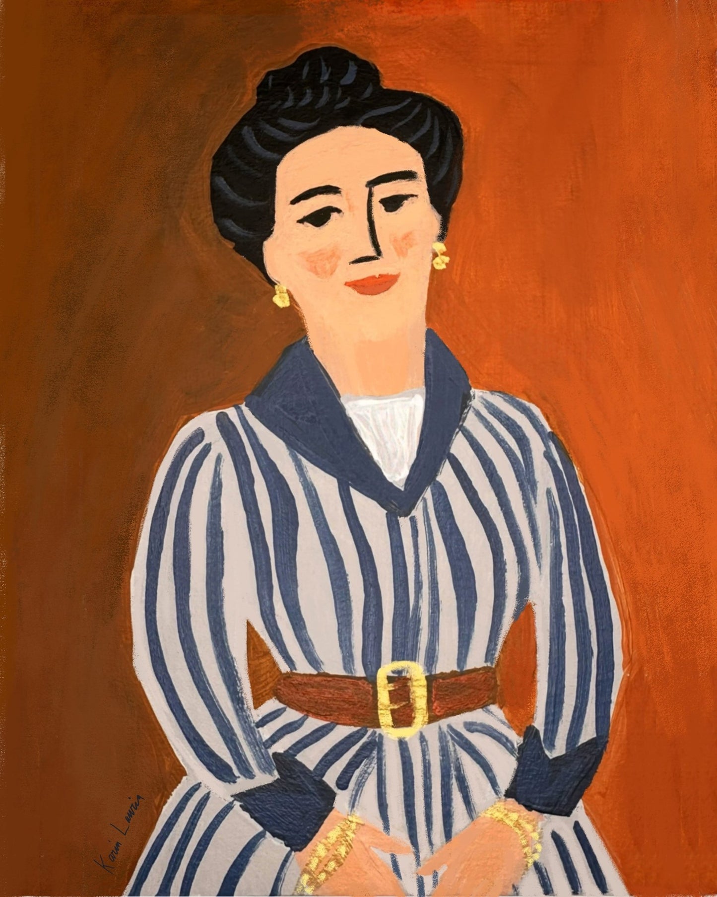 Victorian Woman In Stripes
