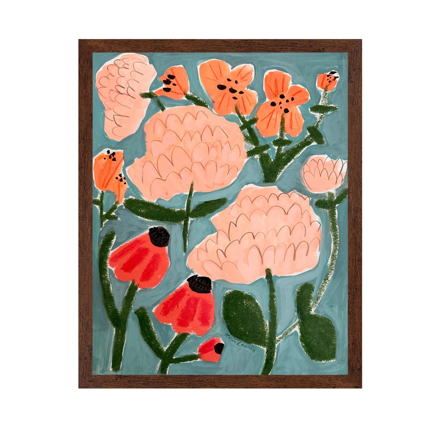 Pink Red and Peach Floral