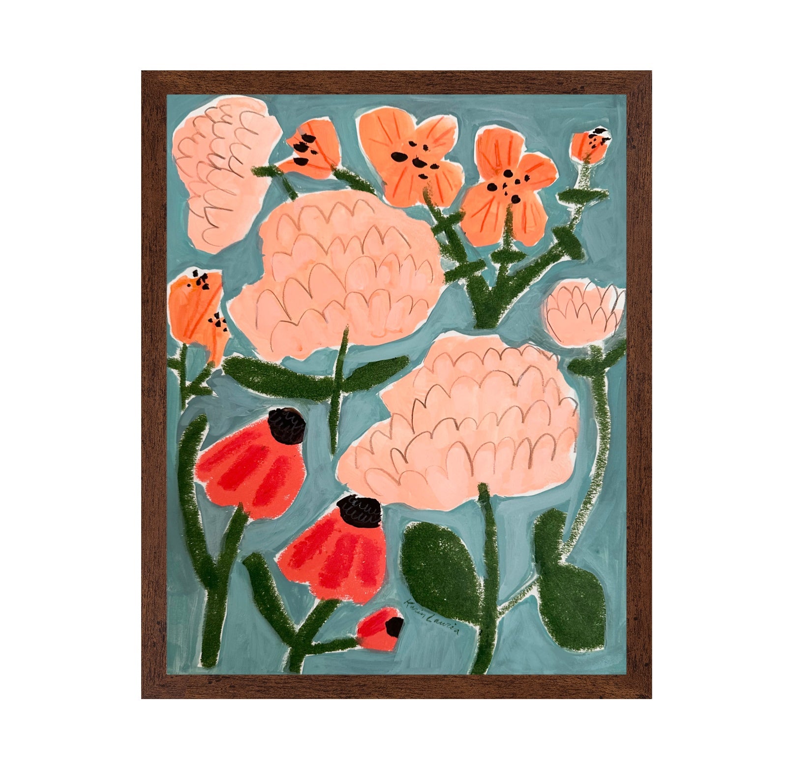 Pink Red and Peach Floral