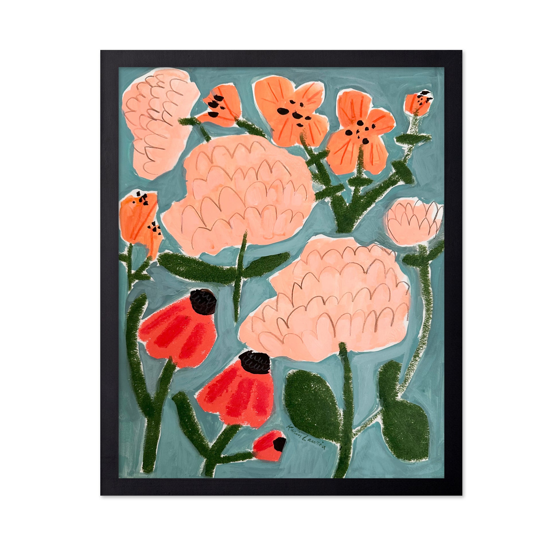 Pink Red and Peach Floral