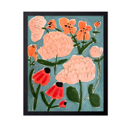 Pink Red and Peach Floral