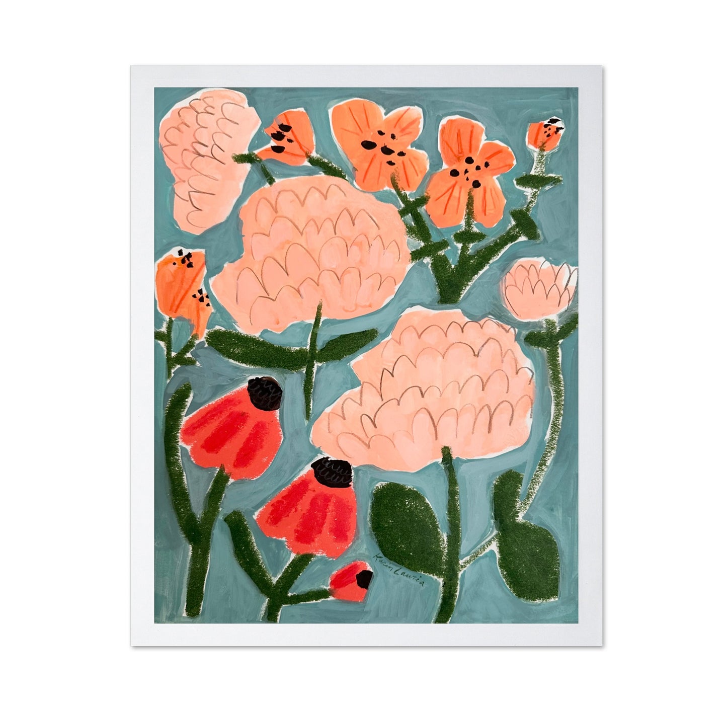 Pink Red and Peach Floral