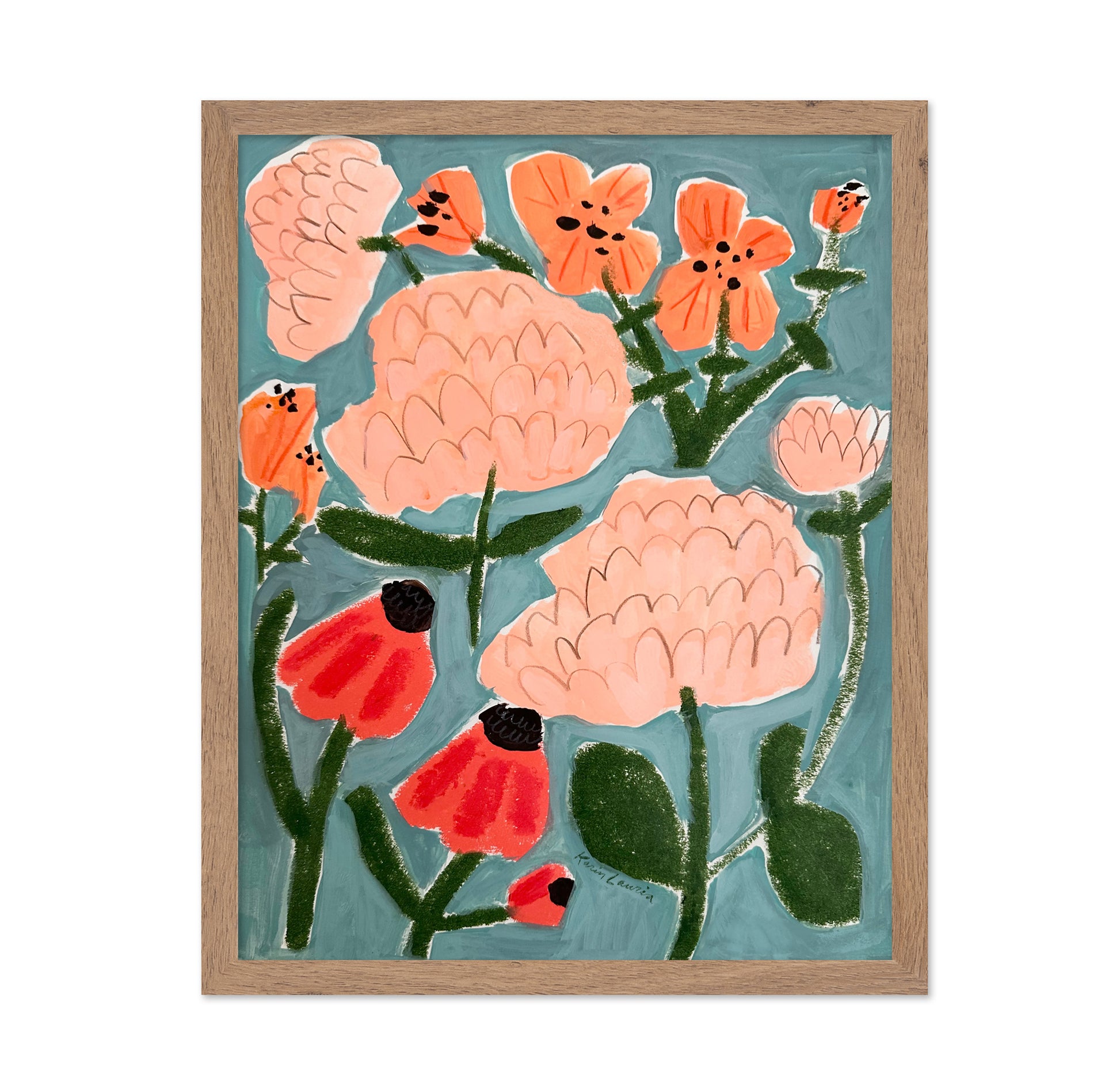 Pink Red and Peach Floral