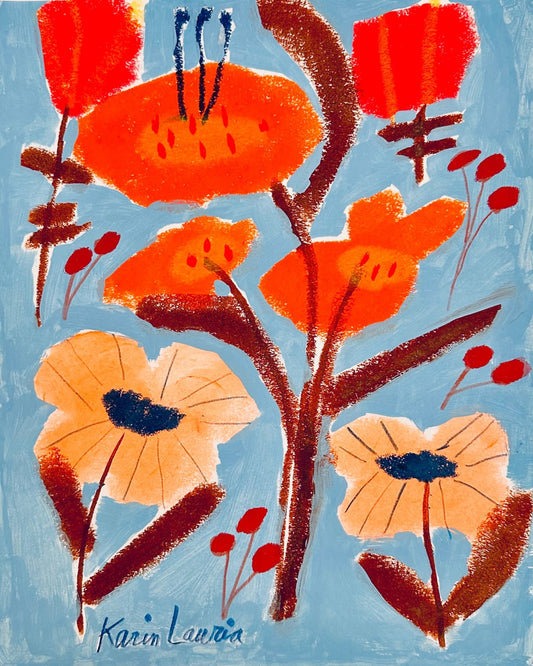 Red Orange and Peach Floral