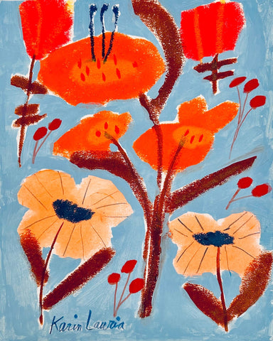 Red Orange and Peach Floral