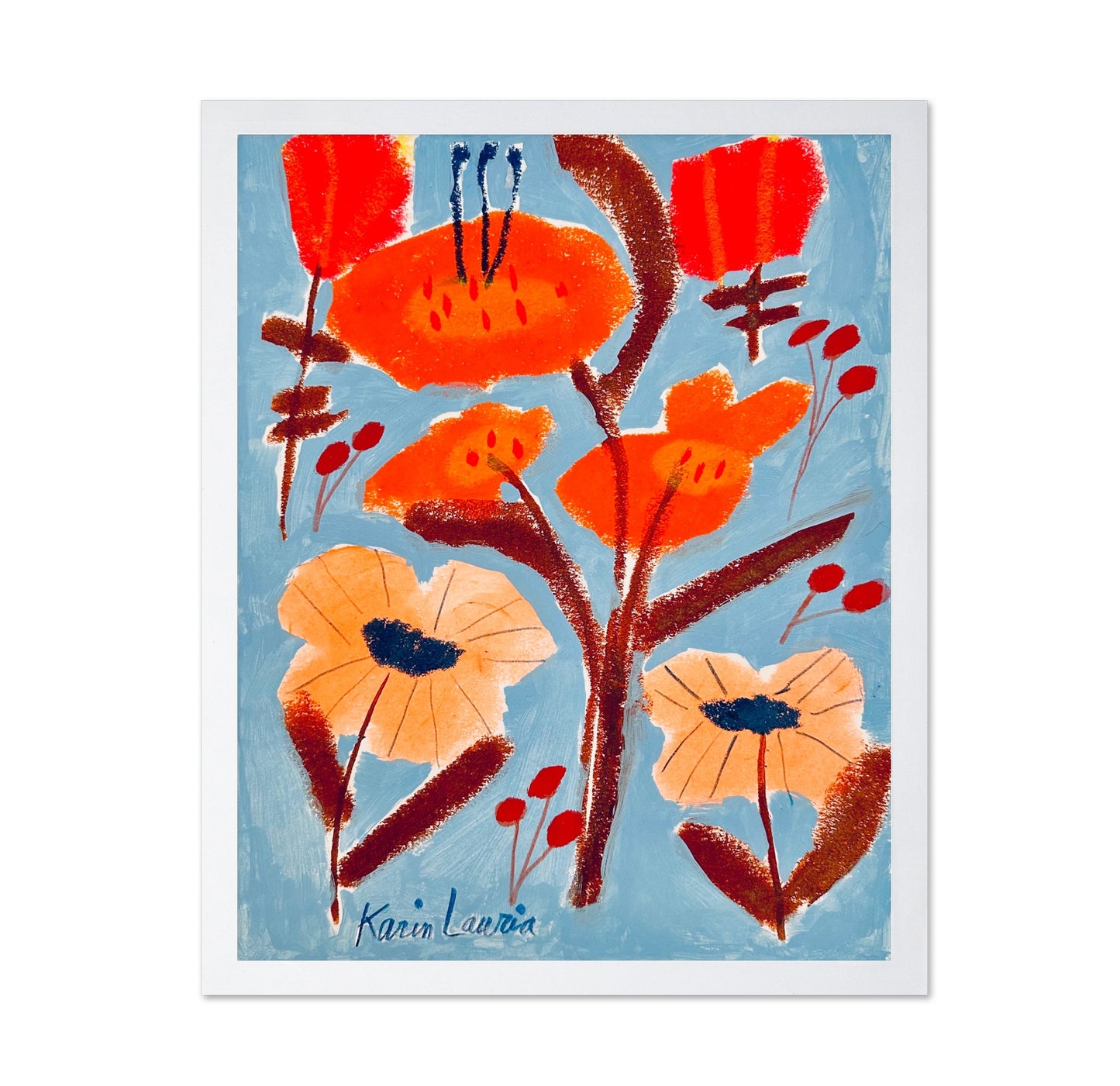Red Orange and Peach Floral