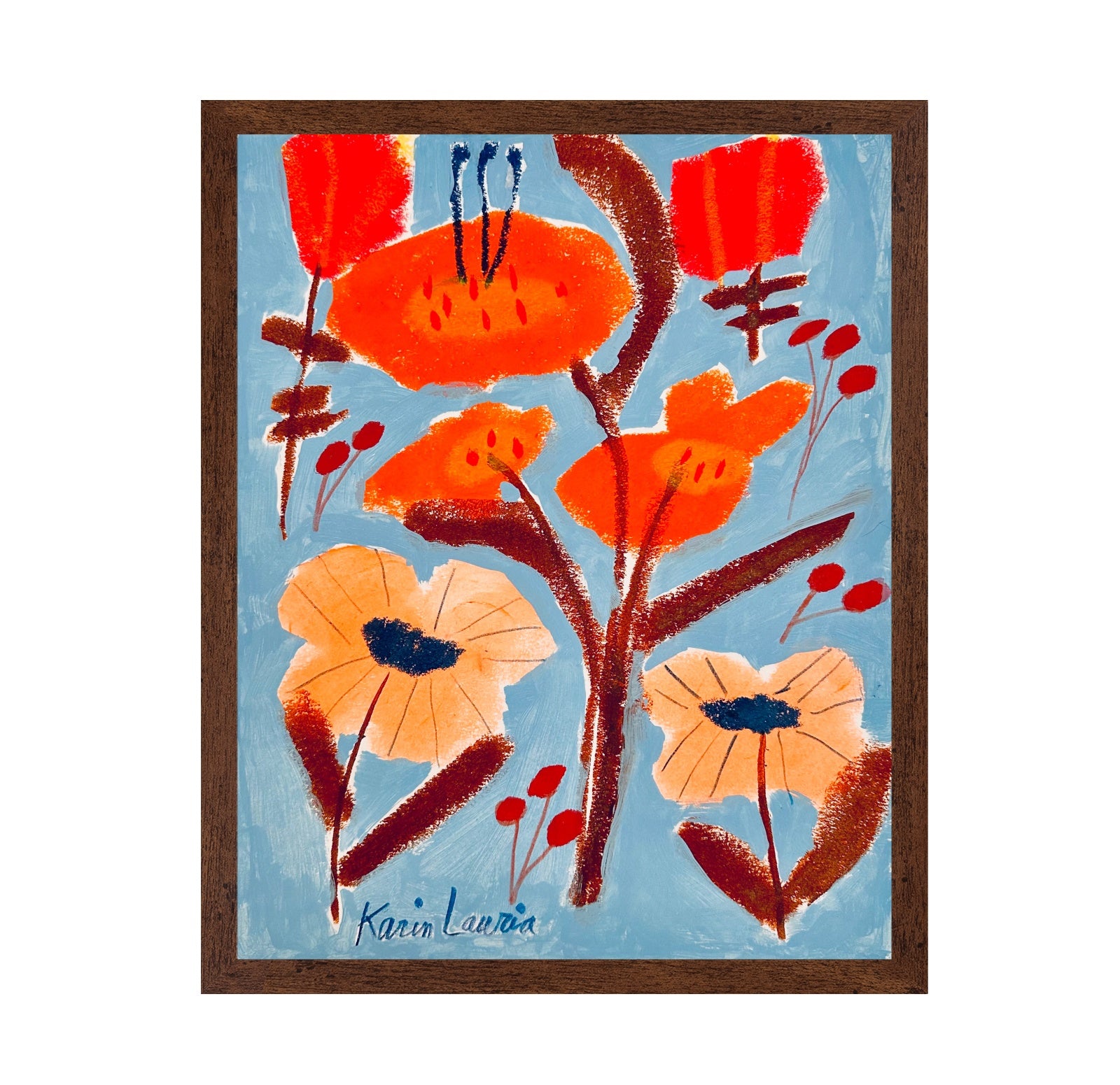 Red Orange and Peach Floral