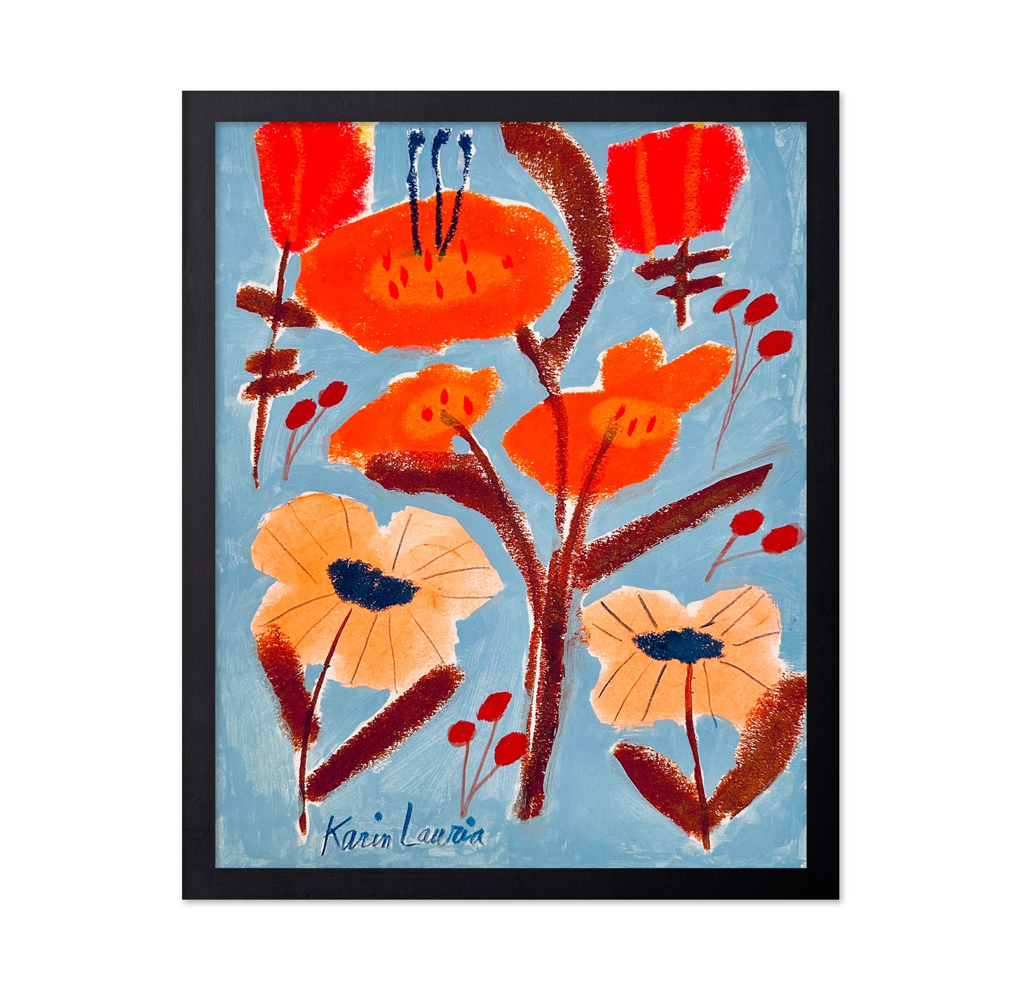 Red Orange and Peach Floral
