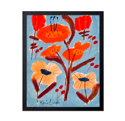 Red Orange and Peach Floral