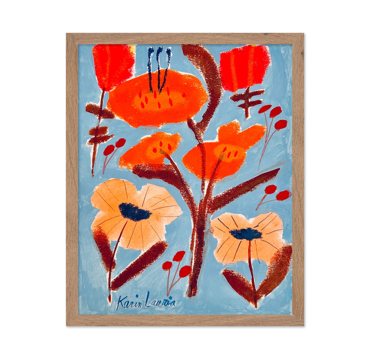 Red Orange and Peach Floral