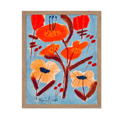 Red Orange and Peach Floral
