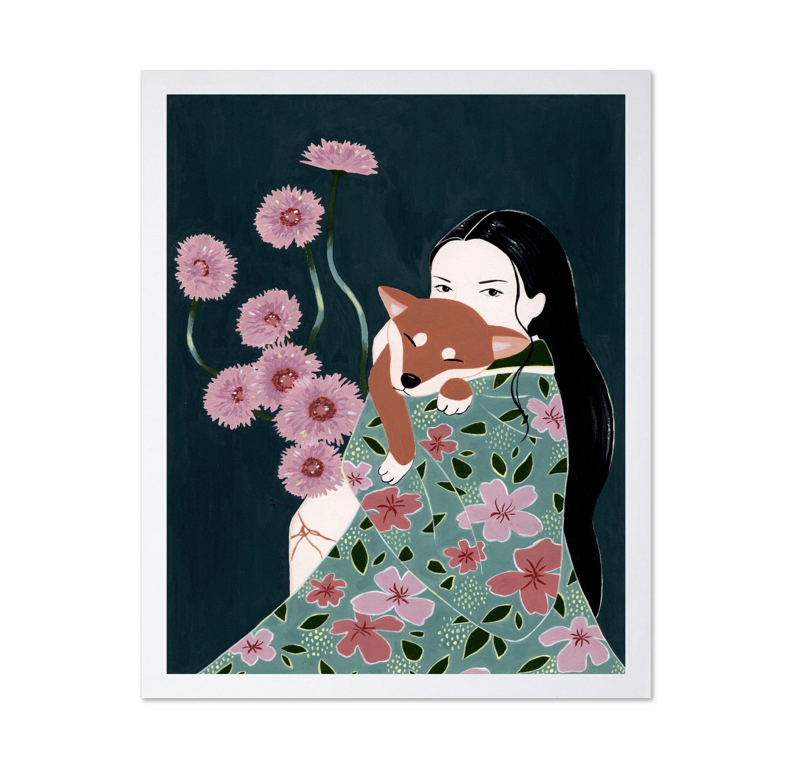 Girl With Her Dog