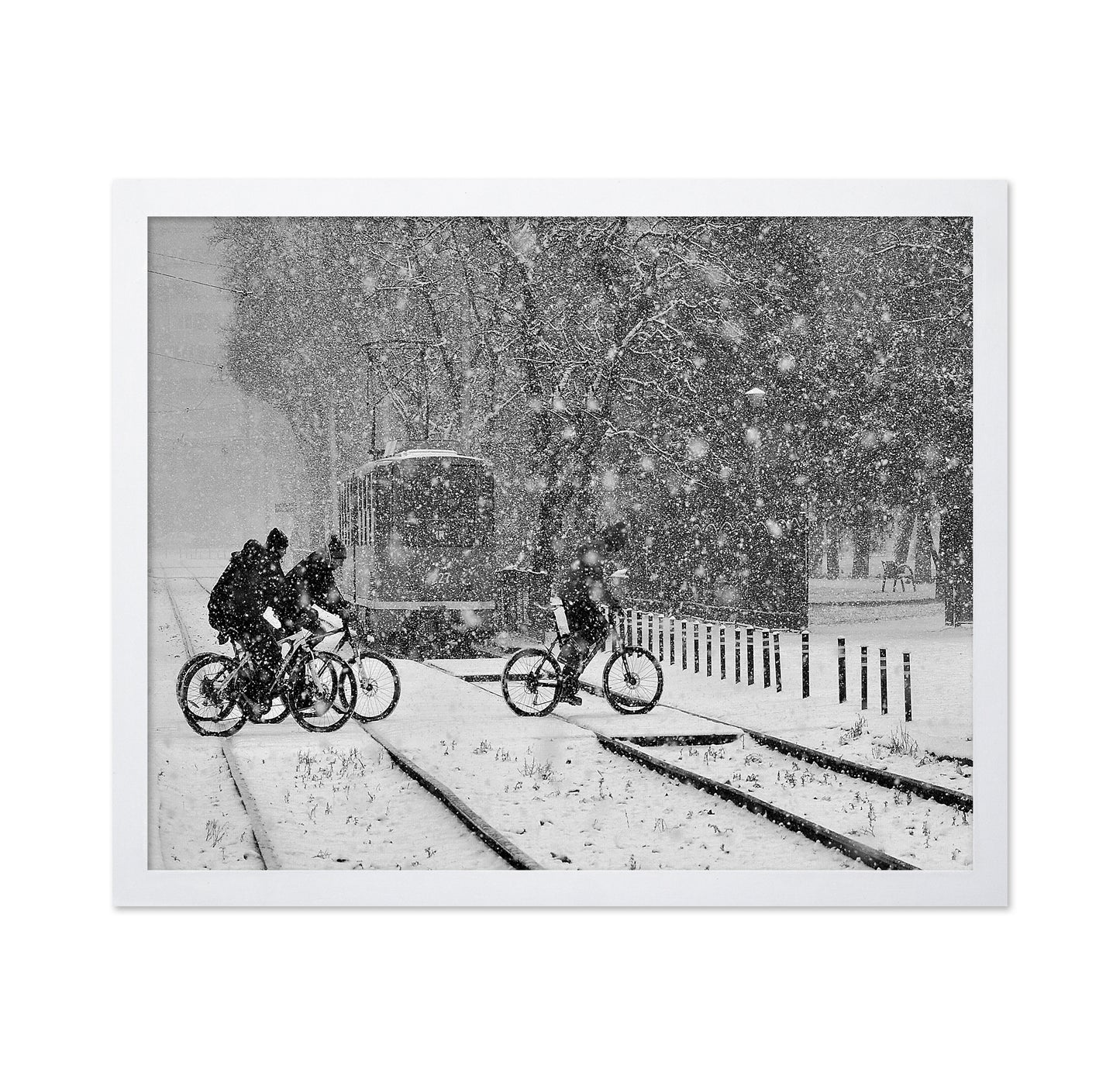 Cyclists In Snowstorm
