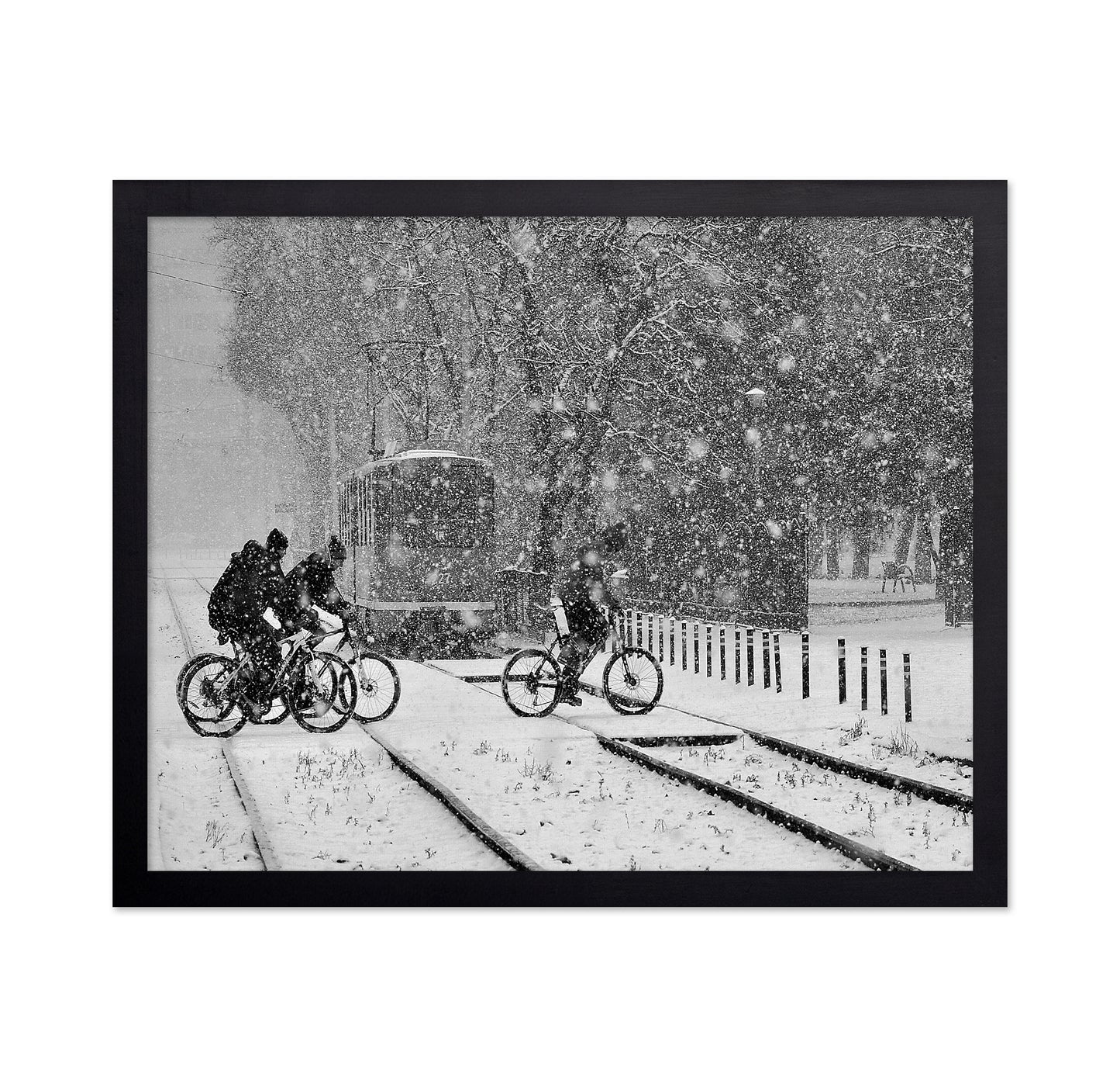 Cyclists In Snowstorm