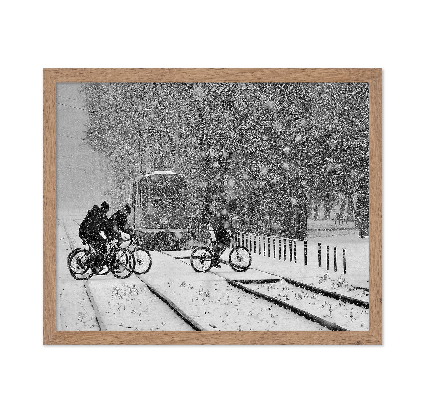 Cyclists In Snowstorm