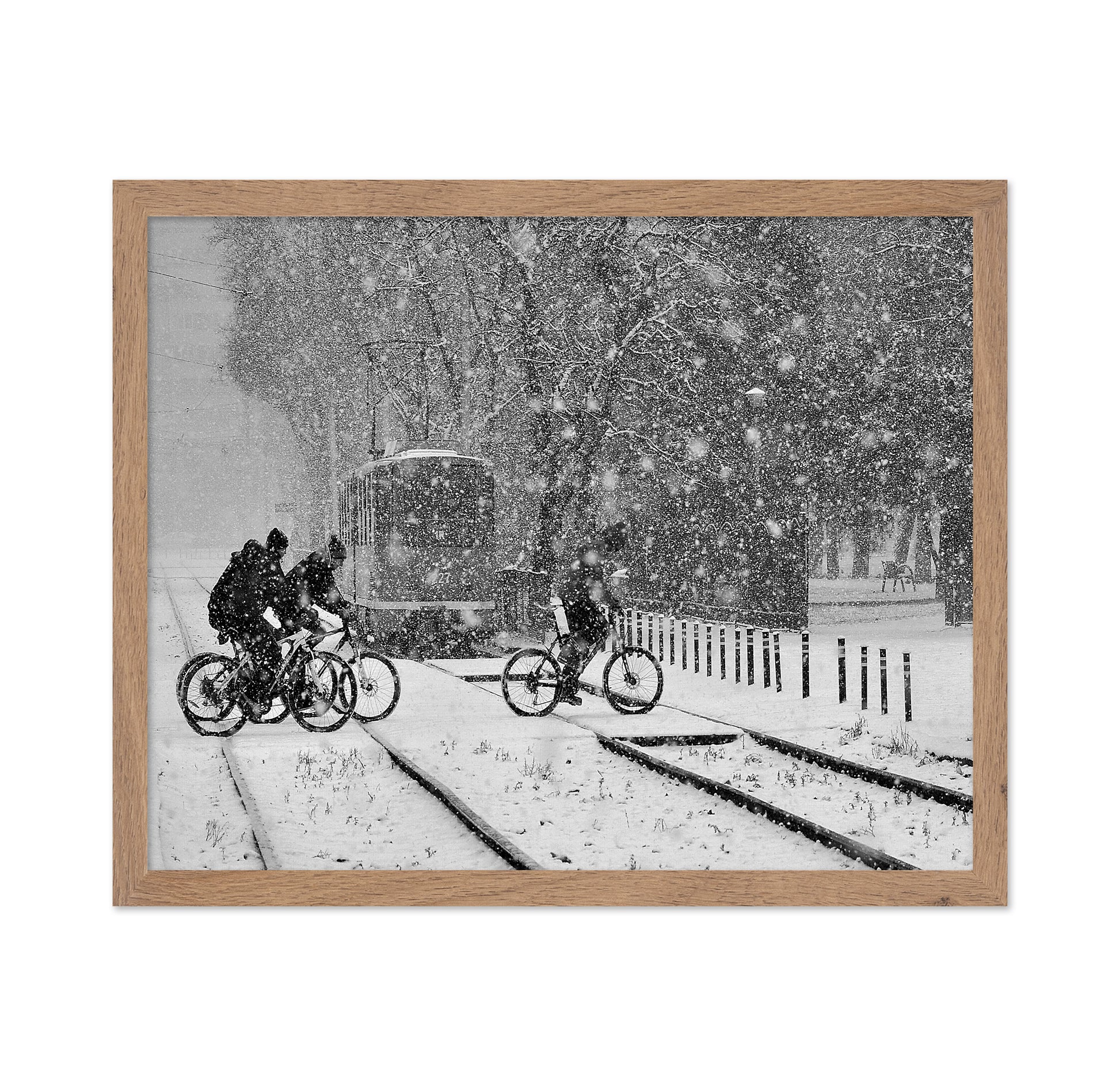 Cyclists In Snowstorm