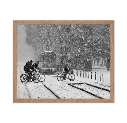 Cyclists In Snowstorm