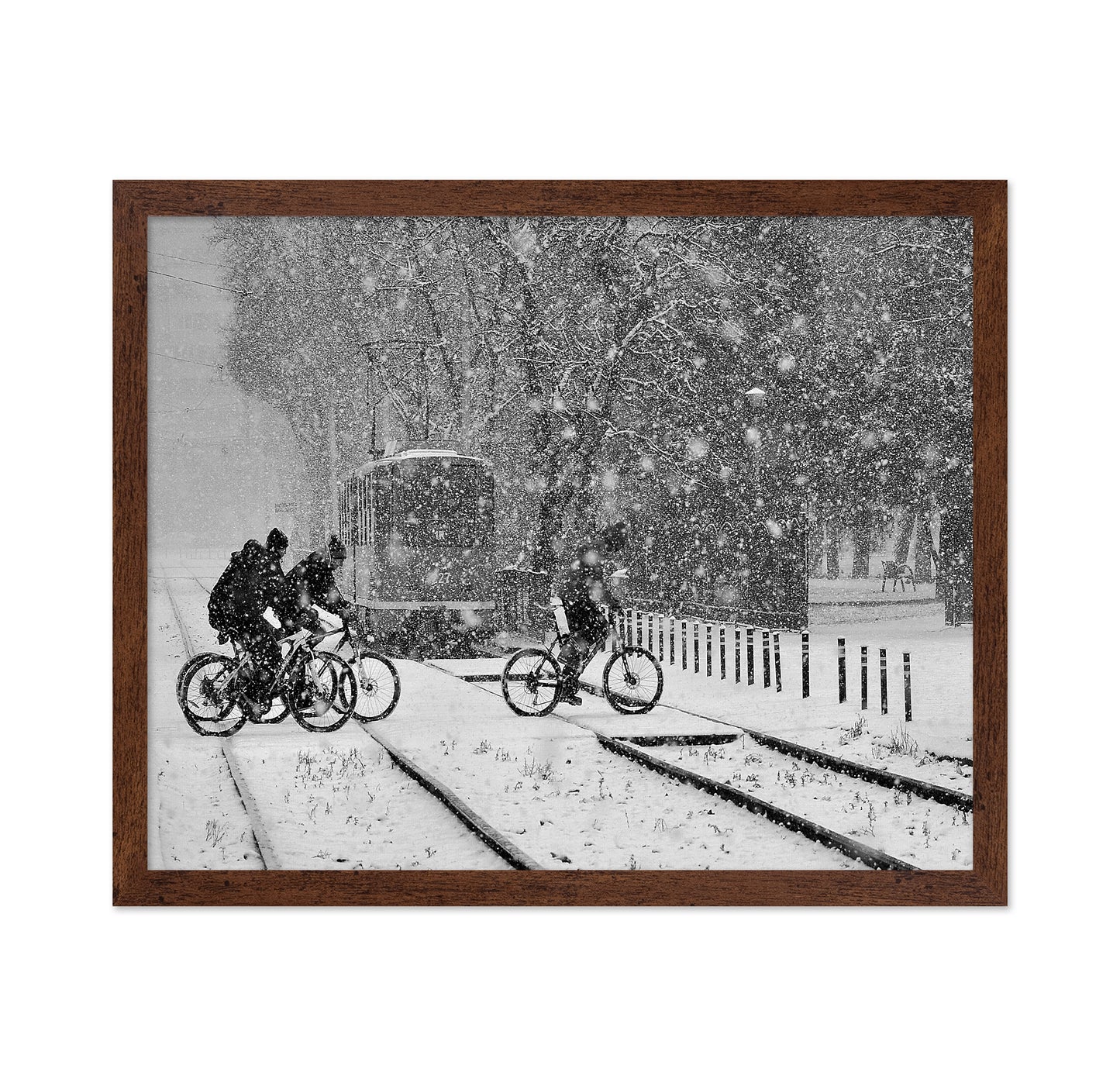 Cyclists In Snowstorm