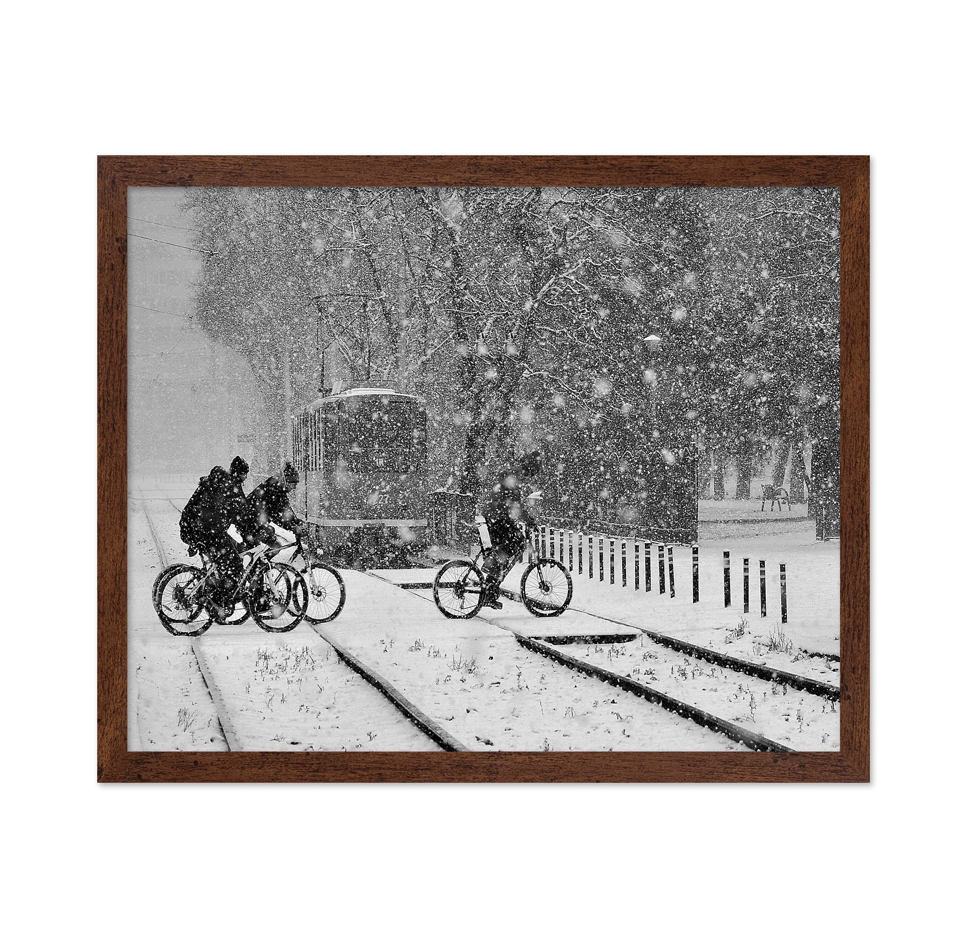 Cyclists In Snowstorm