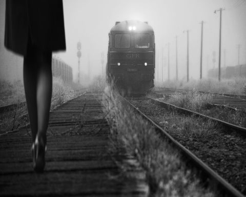 Train In Foggy Station