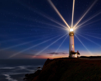 Lighthouse Beams at Night