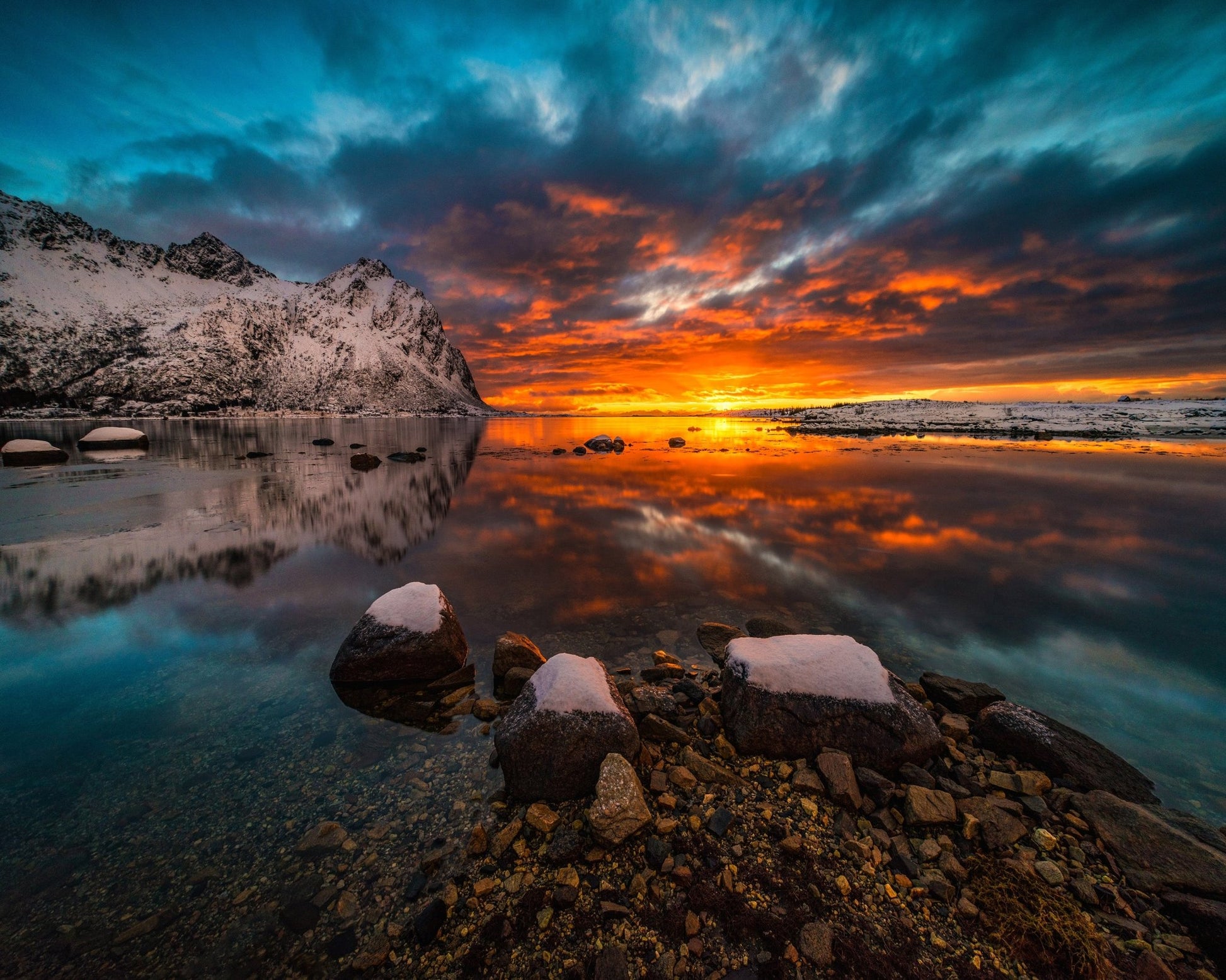 Fiery Arctic Mountain Sunset