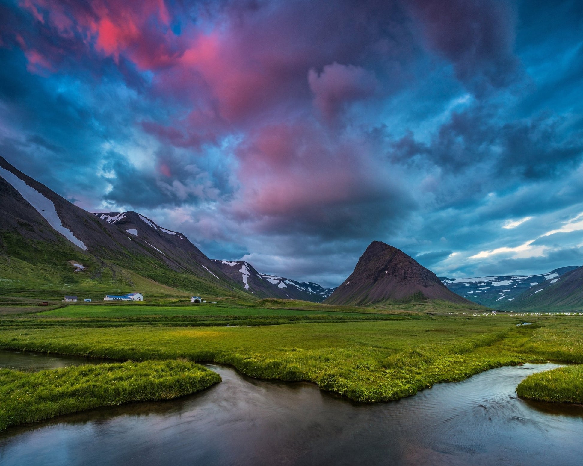 Mountain Valley Farmland Landscape