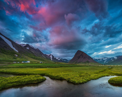 Mountain Valley Farmland Landscape