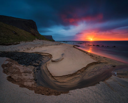 Iceland Coastal Sunset Landscape