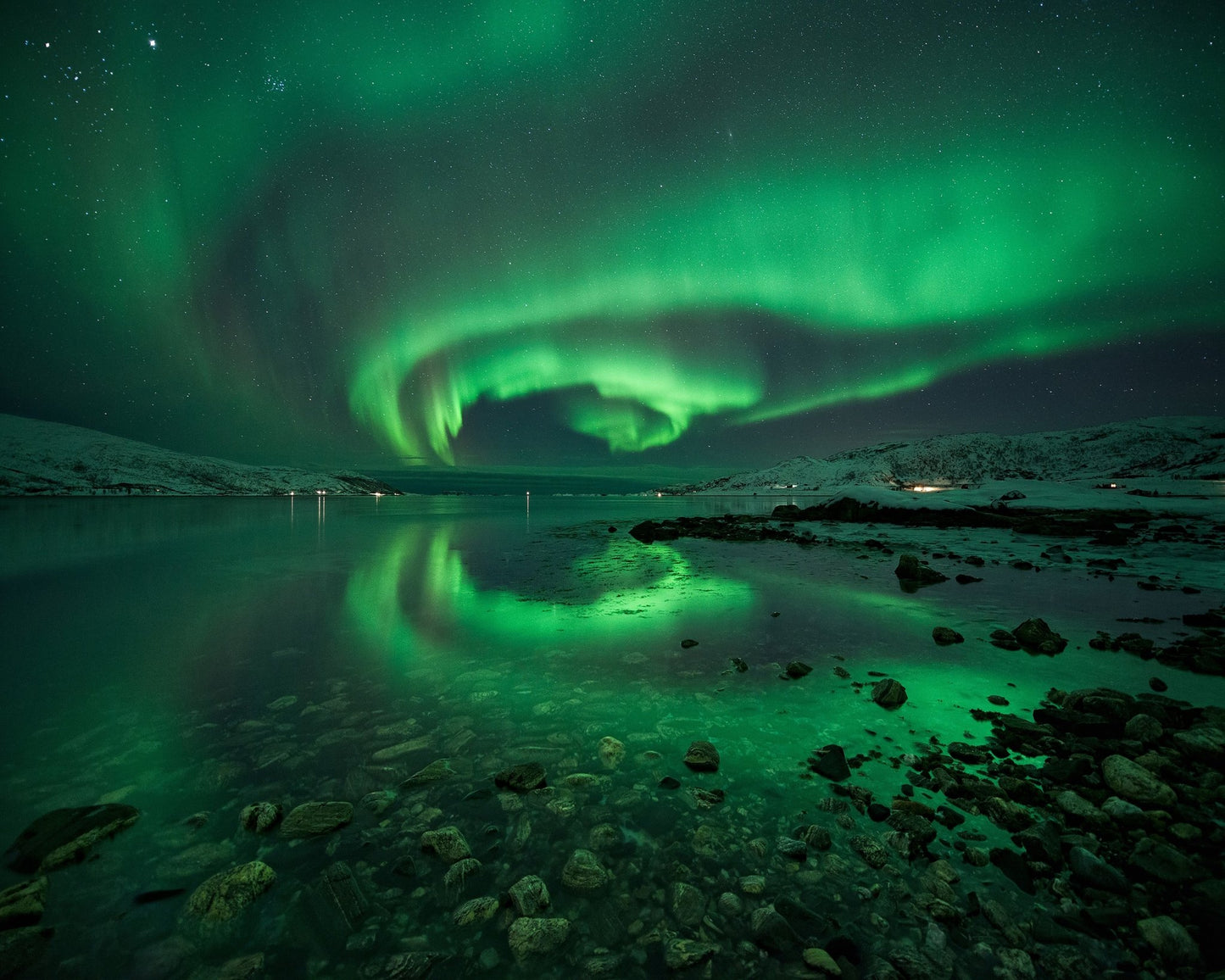 Northern Lights Over Arctic Lake